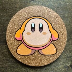 Waddle Dee Laser Engraved Painted Cork Coaster #1